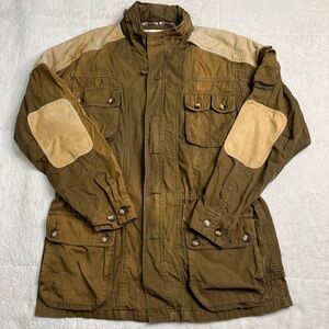 Vintage Orvis Field Ranger Safari Button Zip Leather Trim Jacket Mens M 90s Vtg